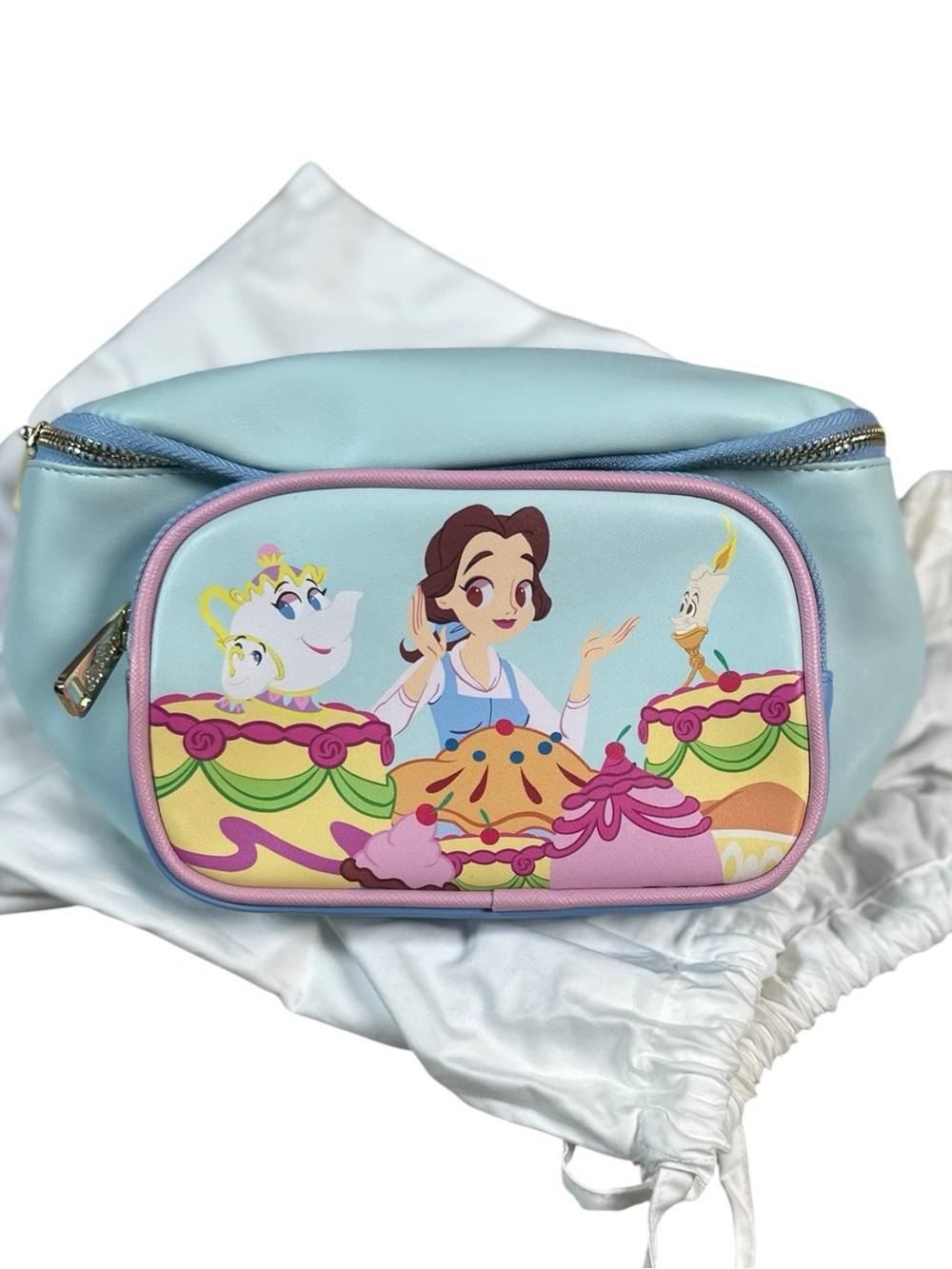 Loungefly Disney Beauty and the Beast Belt Bag Blue & White 11”L x 6”H x 4”W